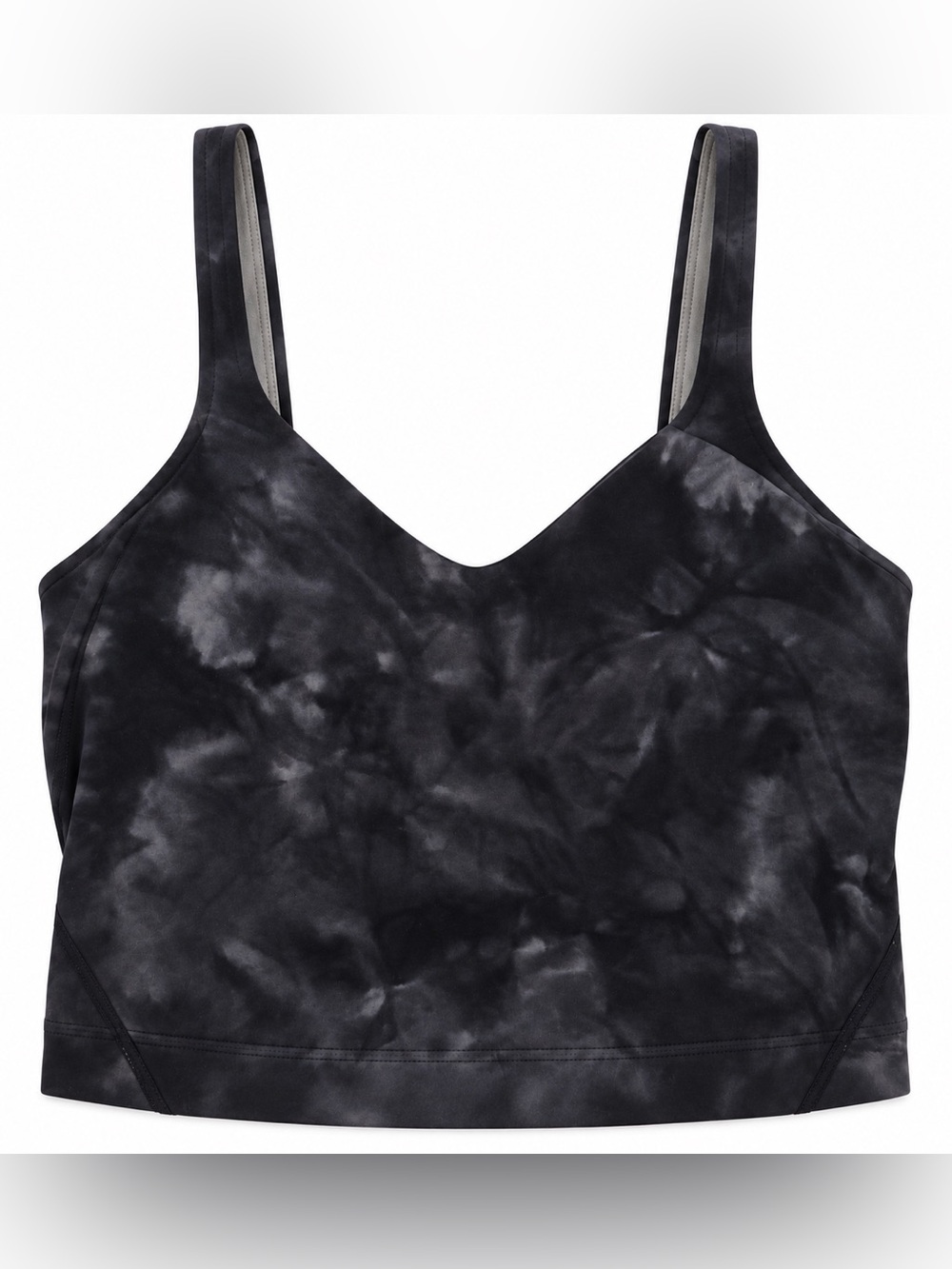 Lululemon Tie Dye Longline Sports Bra Tank Black Gray Size 6 Yoga Workout